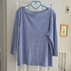 croft & barrow Light Blue Micro-Print 3/4 Sleeve Tee